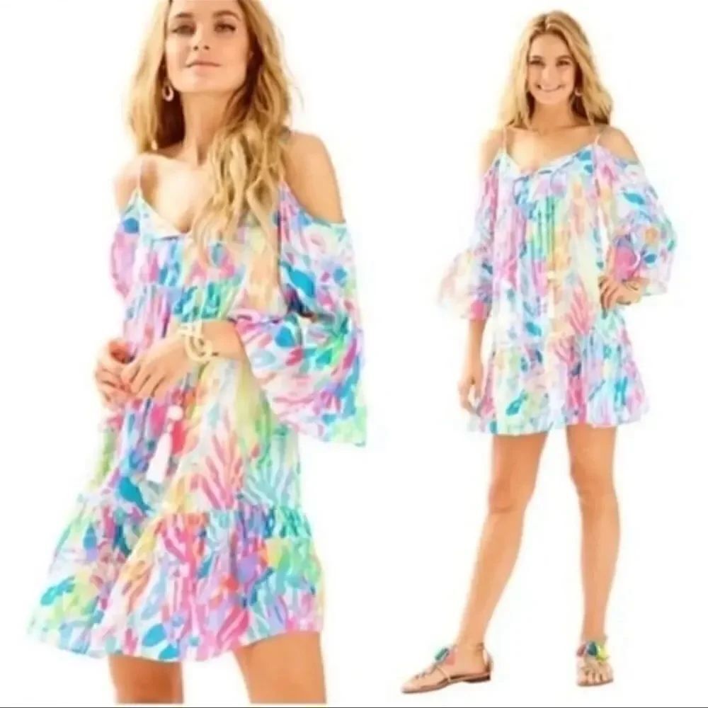 Lilly Pulitzer | Alanna Dress Sparkling Sands Off the Shoulder Mini Dress | XXS